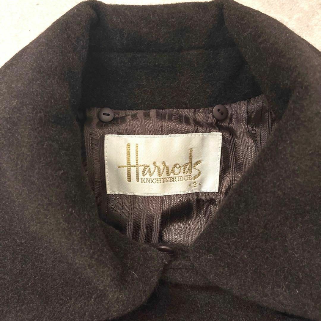 Harrods(ハロッズ)の【ハロッズ】美品 日本製 アンゴラ70% ウール ロングコート ファー 茶 レディースのジャケット/アウター(ロングコート)の商品写真