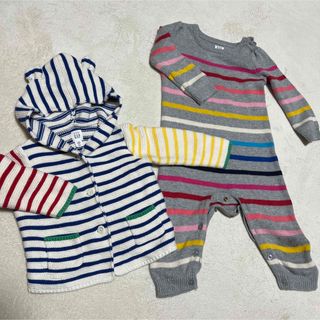 ベビーギャップ(babyGAP)のbabygap くま耳　ロンパース　パーカー　ニット(ロンパース)