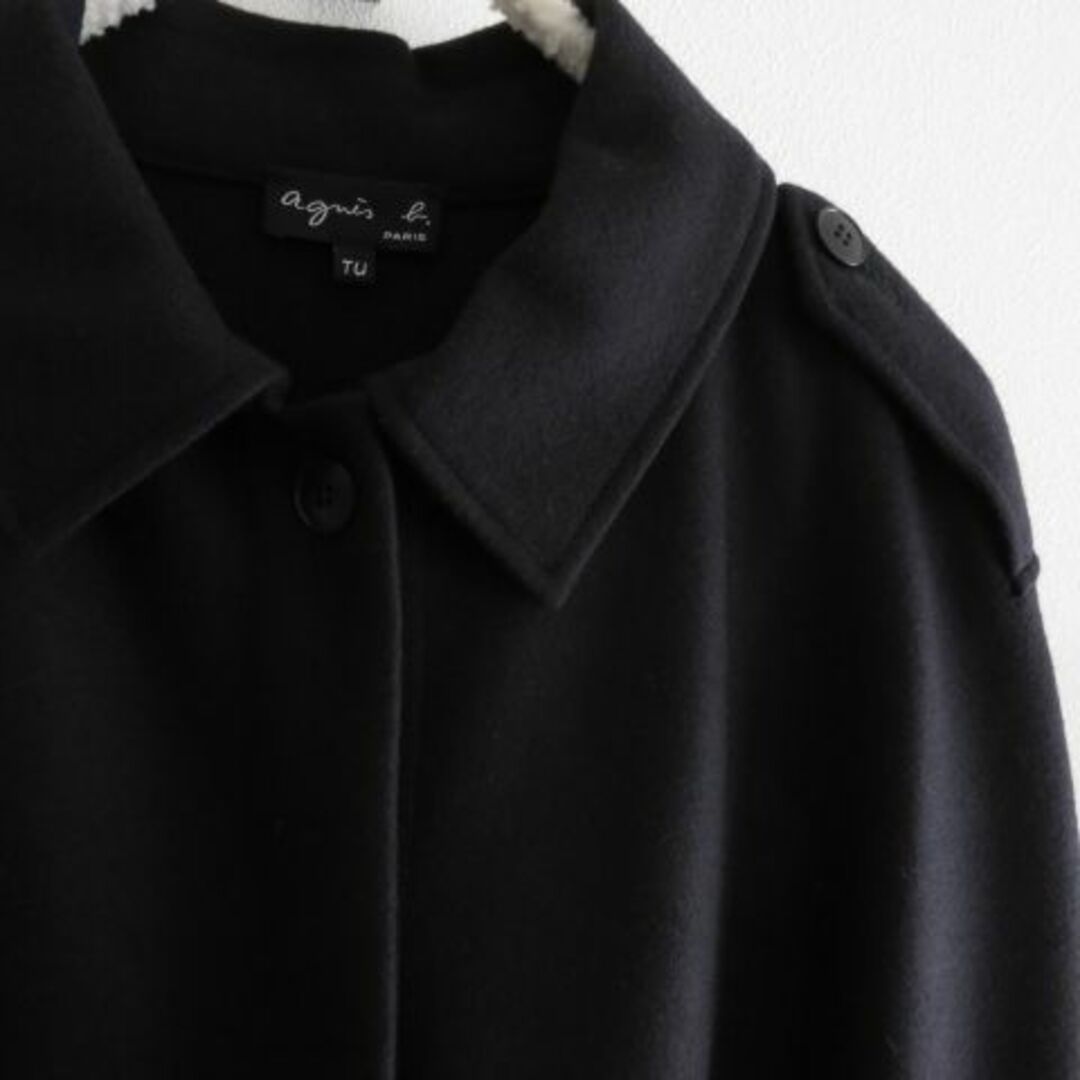 agnes b.(アニエスベー)のagnes b アニエスベー　黒　ポンチョ　ロングコート　ウール レディースのジャケット/アウター(ポンチョ)の商品写真