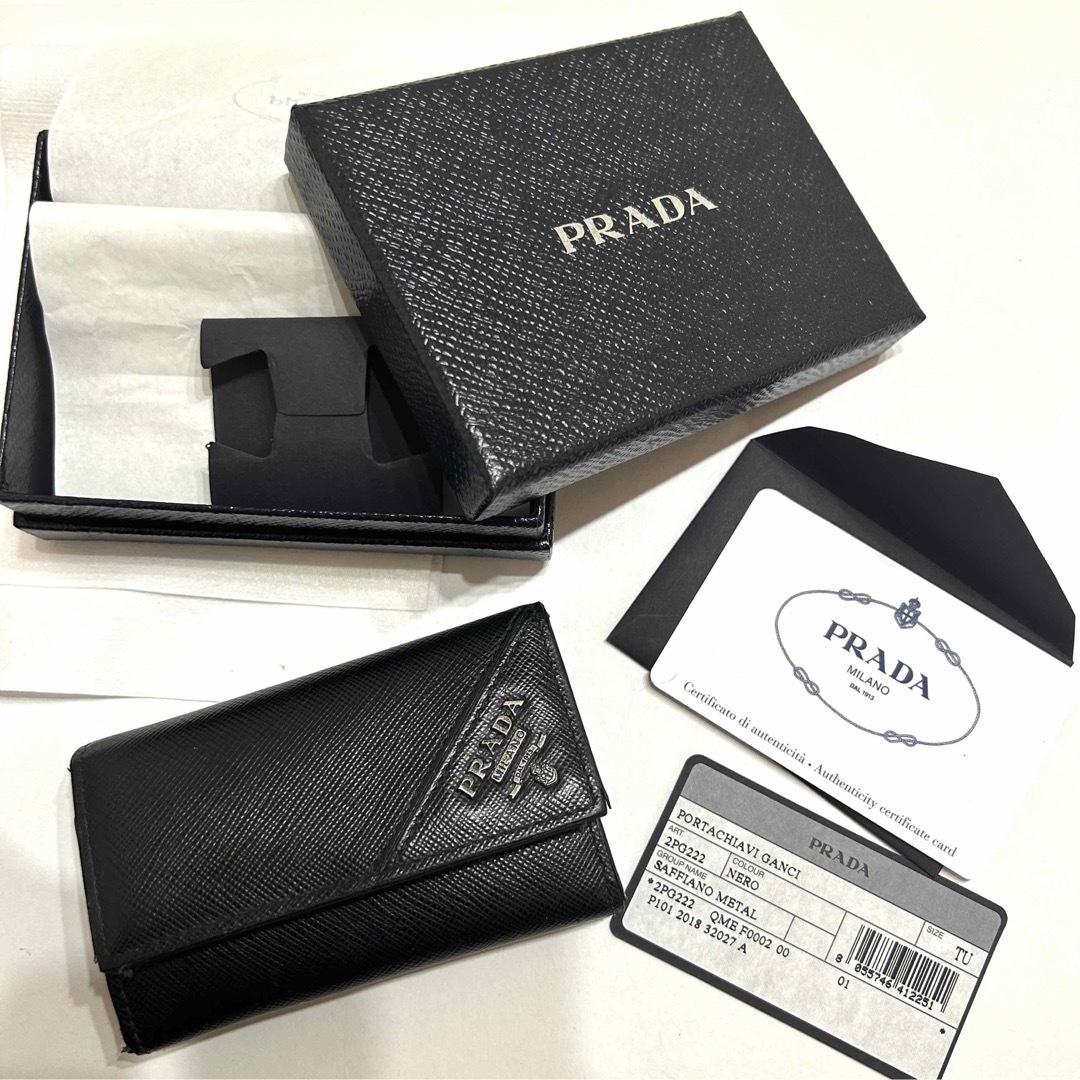 PRADA(プラダ)の【美品】PRADA レザーキーケース 2PG222 Black メンズのファッション小物(キーケース)の商品写真