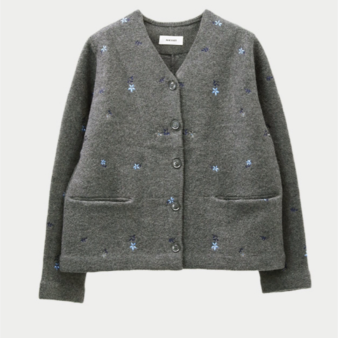 Drawer(ドゥロワー)のmachatt embroidery wool jacket レディースのトップス(カーディガン)の商品写真