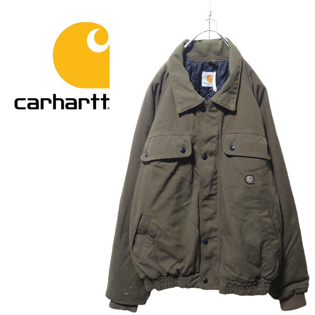 カーキ○ブランド【Carhartt】中綿入りダックワークジャケット ペイント A-1602