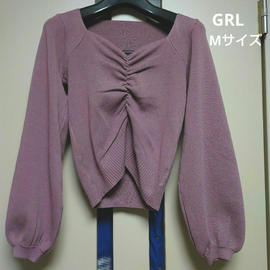 GRL(グレイル)のくすみピンク フロントギャザー トップス レディースのトップス(カットソー(長袖/七分))の商品写真