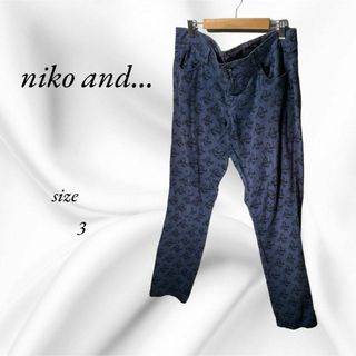 ニコアンド(niko and...)のnico and … ニコアンド リボン柄パンツ　カジュアル サイズ L(カジュアルパンツ)