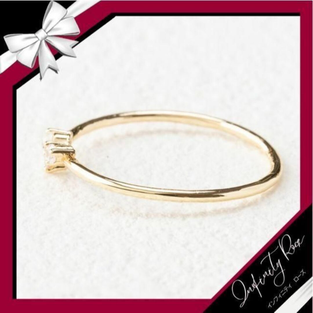 （R014G）16号　ゴールドシンプル小粒３粒のジルコニアリング　指輪 レディースのアクセサリー(リング(指輪))の商品写真