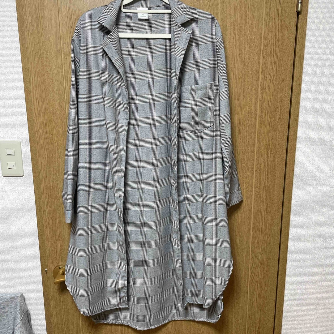 韓国ファッション　ロングシャツ　チェック レディースのトップス(シャツ/ブラウス(長袖/七分))の商品写真