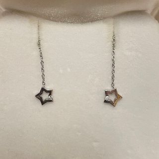 スタージュエリー(STAR JEWELRY)のタージュエリーK18WGチェインスルーダイヤ付星型ピアス(ピアス)