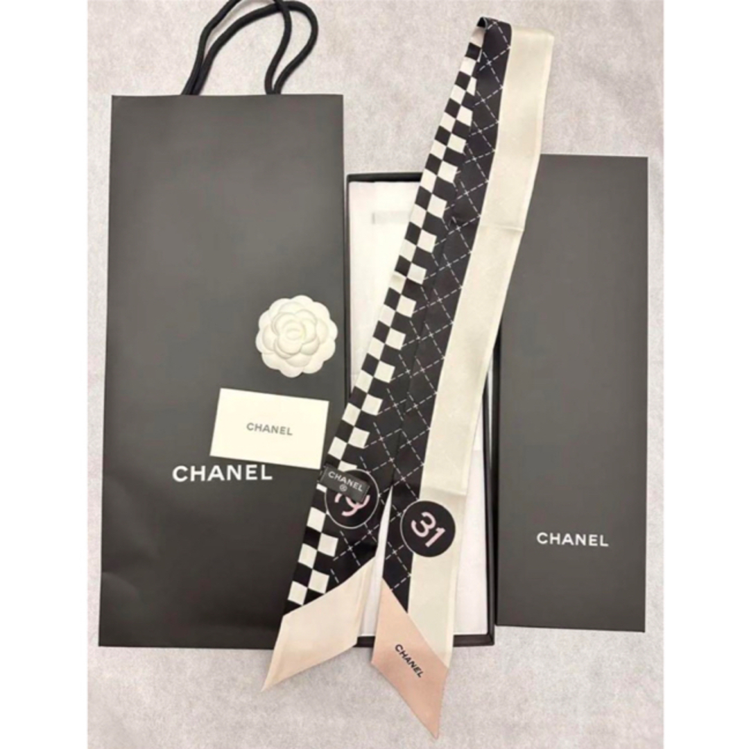 【新品タグ付】CHANEL シルクスカーフ/ヘアバンド素材シルク100%