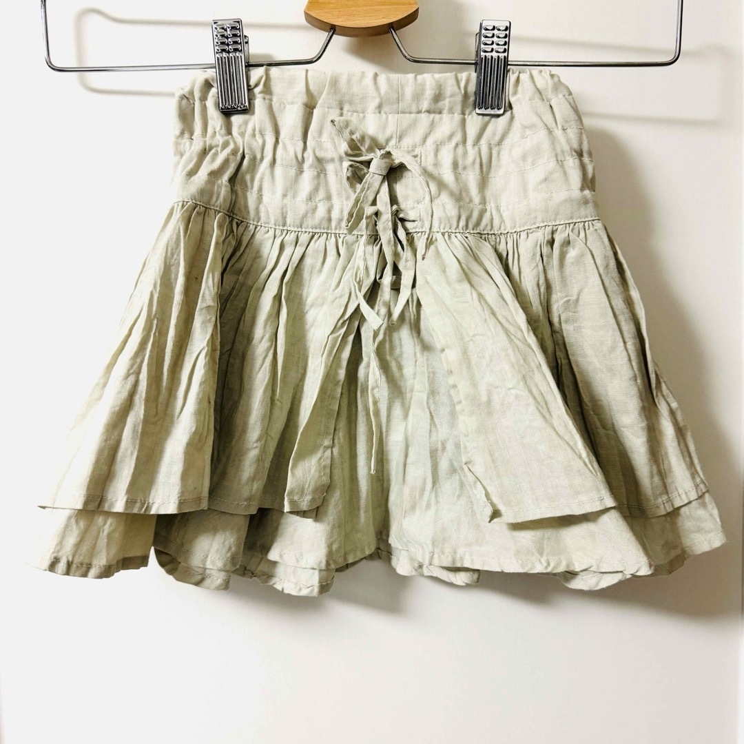 Skip Land(スキップランド)の● アースカラー ガールズ フリル スカート 90 USED ● キッズ/ベビー/マタニティのキッズ服女の子用(90cm~)(スカート)の商品写真