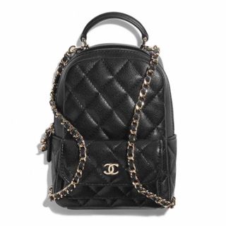 シャネル CHANEL ミニ 巾着 バックパック CC ココマーク チェーン ポーチ付き カバン リュックサック ラムスキン ブラック