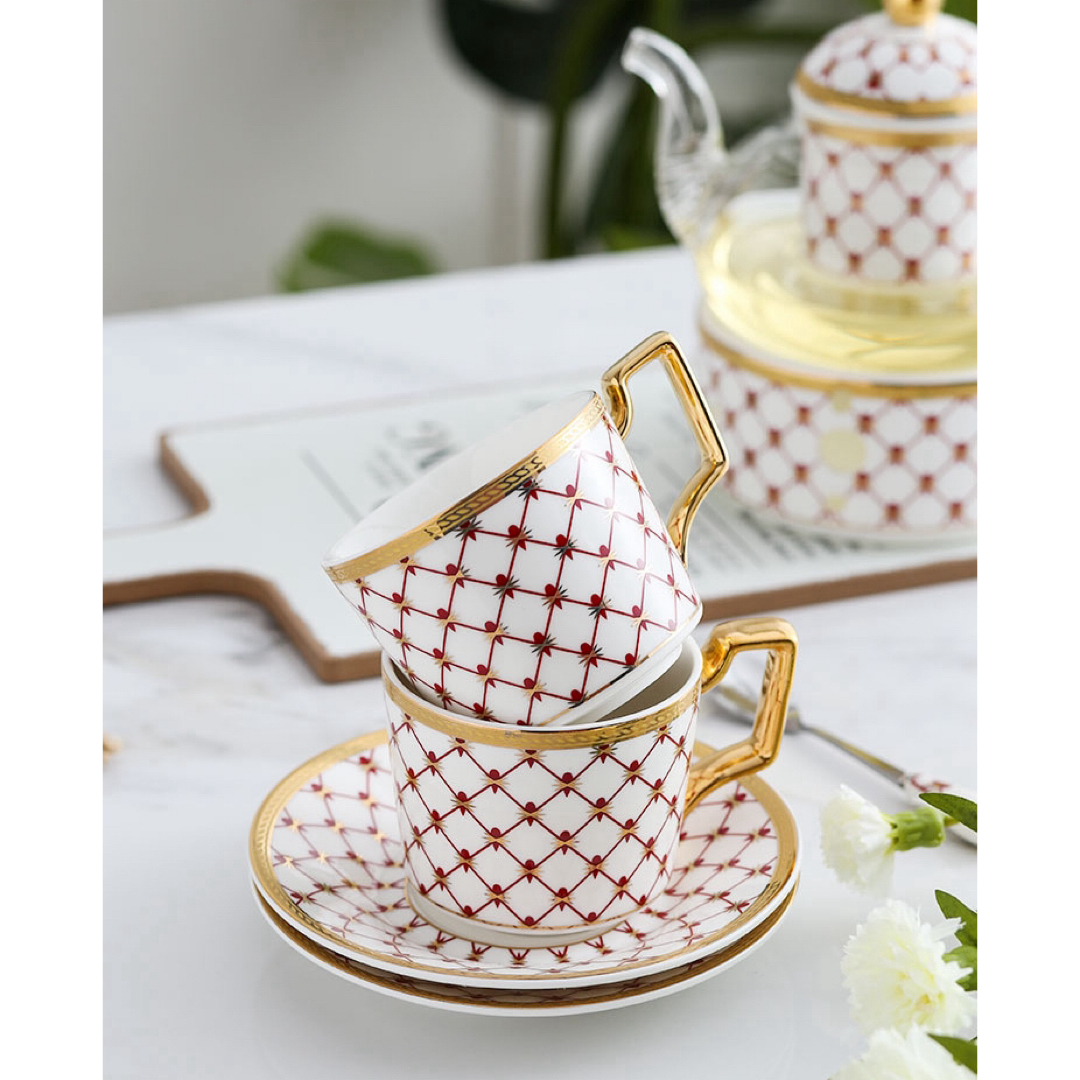 高級感ティー・コーヒーカップセット カップ&ソーサー2客セット 高級感ティー・コーヒーカップセット カップ&ソーサー2客セット