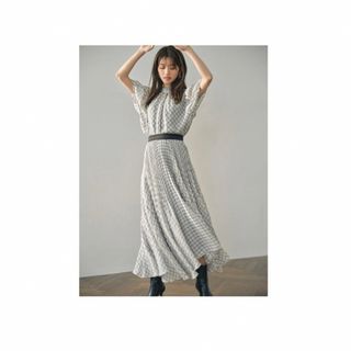 リリーブラウン(Lily Brown)の【美品】LILYBROWN チェック柄シアープリーツスカート(ロングスカート)