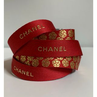 シャネル(CHANEL)のCHANEL ラッピング リボン レッド×ゴールド 1m(ラッピング/包装)