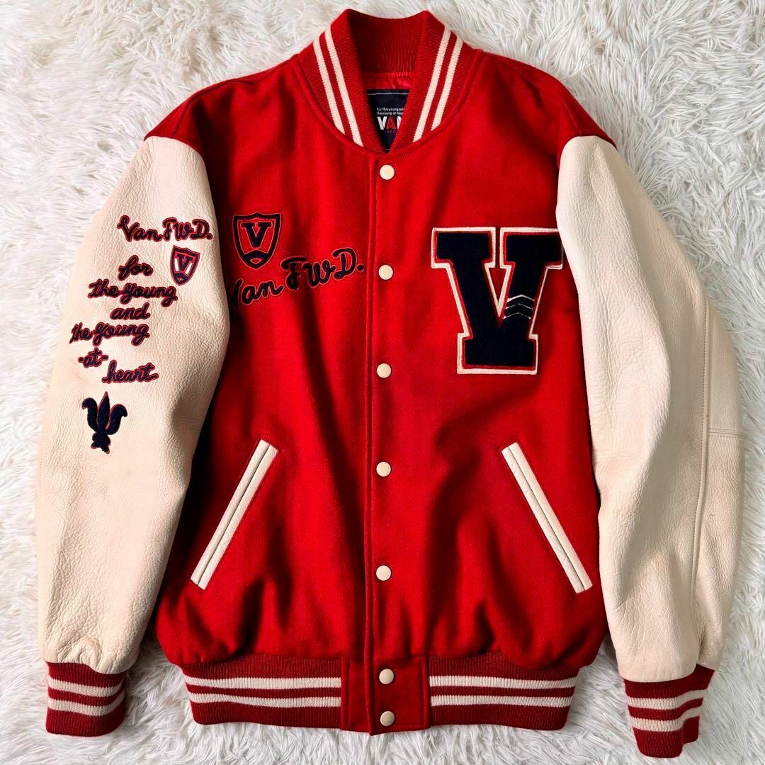 VAN Jacket - 【激レア・美品】VAN JACKET セミデコ スタジャン 赤×白