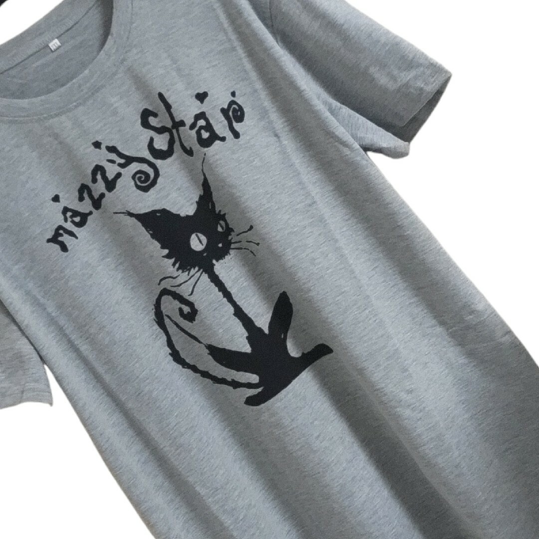 大きいサイズ レディース 半袖 Tシャツ グレー 黒猫 ネコ柄 XL 3L 4L レディースのトップス(Tシャツ(半袖/袖なし))の商品写真