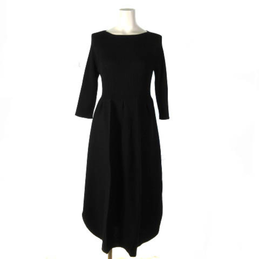 シビラ 美品 23AW コクーンフォルムニットドレス ワンピース 7分袖 黒 M33cm身幅
