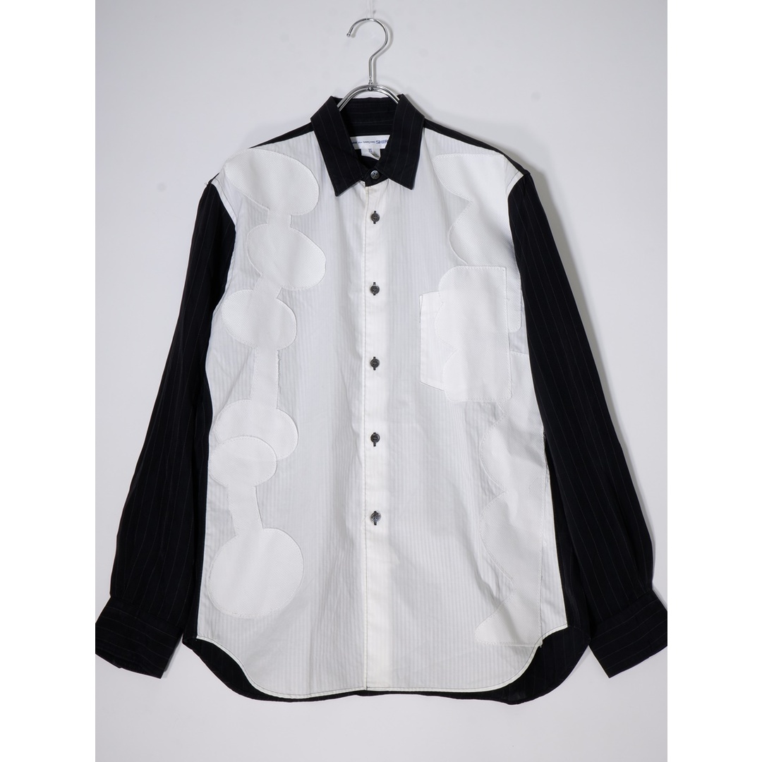 メンズCOMME des GARCONS SHIRTコムデギャルソンシャツ パッチワークデザイン切替キュプラ長袖シャツ【XS】【MSHA73610】