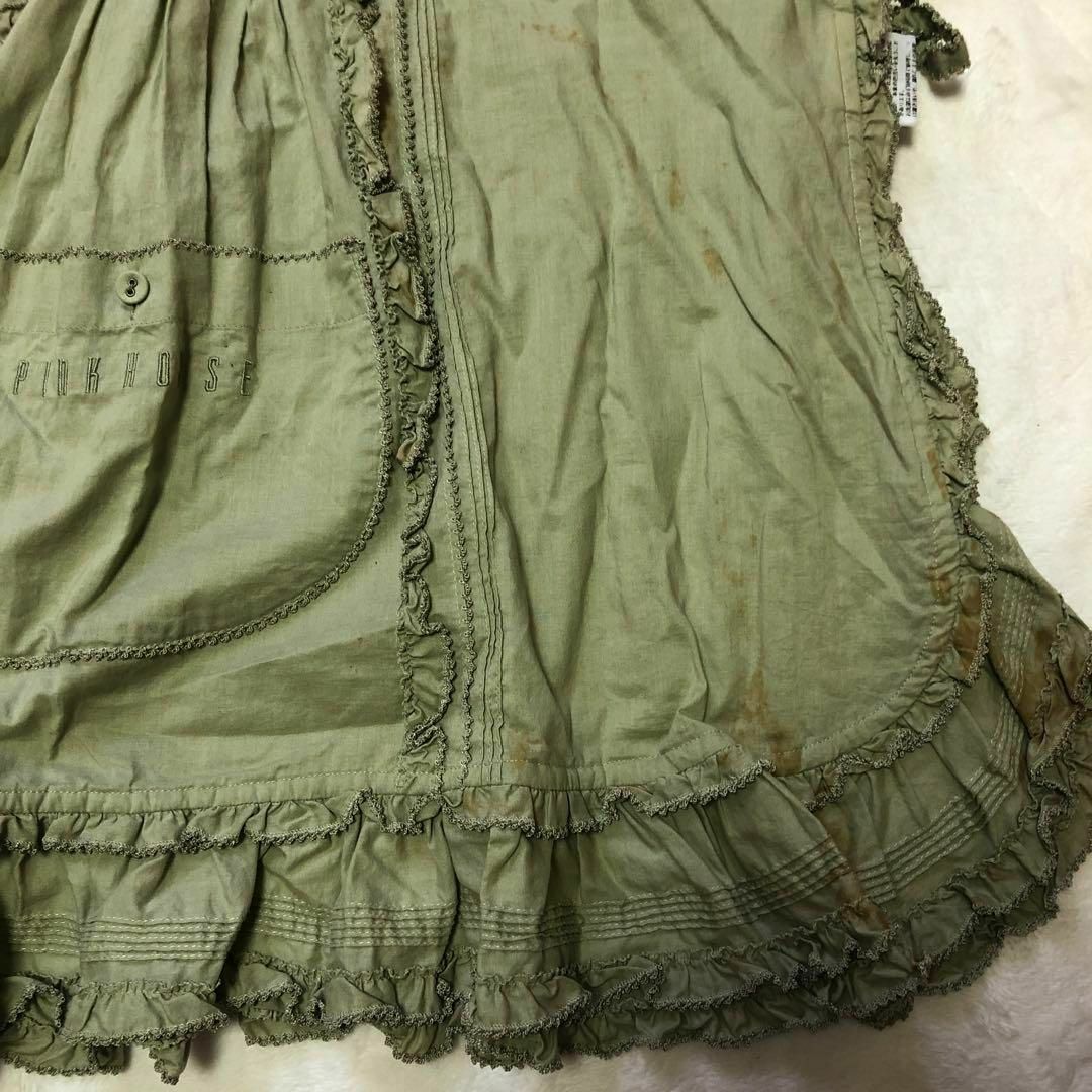 【ピンクハウス＊ダブリエ】2007年モデル　緑　グリーン　リボン　エプロン レディースのスカート(ロングスカート)の商品写真