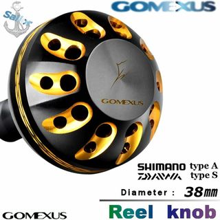 Gomexus【ゴメクサス】☆パワーハンドルノブ/38mm ブラックゴールド  (リール)