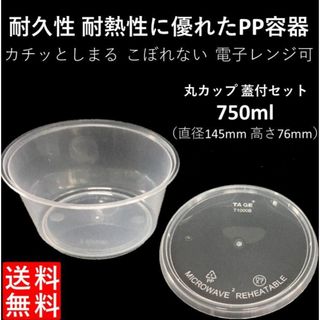 テイクアウト容器 汁漏れに強い PP容器 750ml 電子レンジ可 嵌合蓋付き(容器)