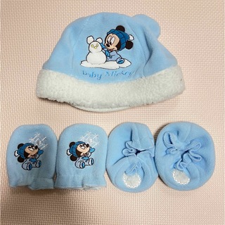 ディズニー(Disney)の赤ちゃん　手袋、靴、帽子、防寒　キッズ　ディズニー　ミッキー冬雪　お出かけ(手袋)