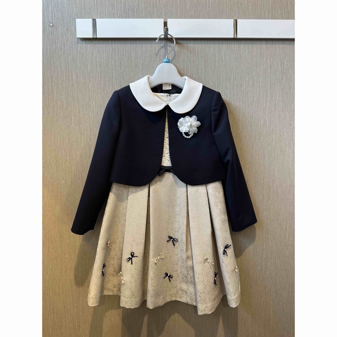 petit main(プティマイン)のジャガードリボンOP+衿つきJKセット キッズ/ベビー/マタニティのキッズ服女の子用(90cm~)(ワンピース)の商品写真