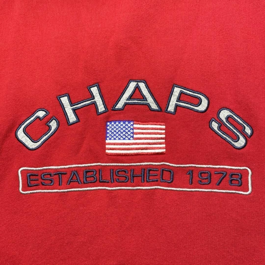 CHAPS(チャップス)のチャップス CHAPS ラルフローレン 刺繍ロゴ パーカー 90s 古着 L 赤 メンズのトップス(パーカー)の商品写真