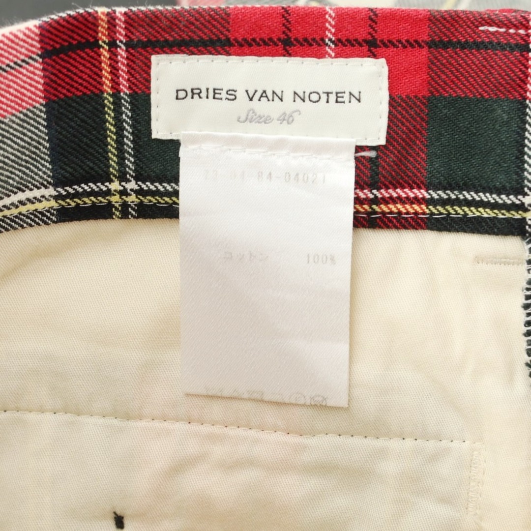 DRIES VAN NOTEN(ドリスヴァンノッテン)の【中古】ドリスヴァンノッテン DRIES VAN NOTEN コットン チェック ワイド カジュアルスラックスパンツ ホワイトxレッド【サイズ46】【メンズ】 メンズのパンツ(スラックス)の商品写真