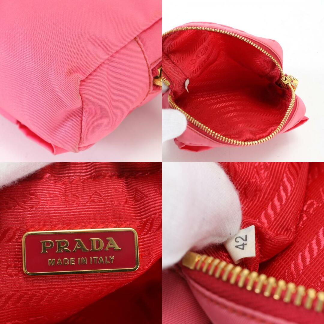 PRADA(プラダ)のプラダ テスート ナイロン リボン ロゴ ミニ バッグ ポーチ セカンド クラッチ ピンク ゴールド レディース EFM H23-9 レディースのファッション小物(ポーチ)の商品写真