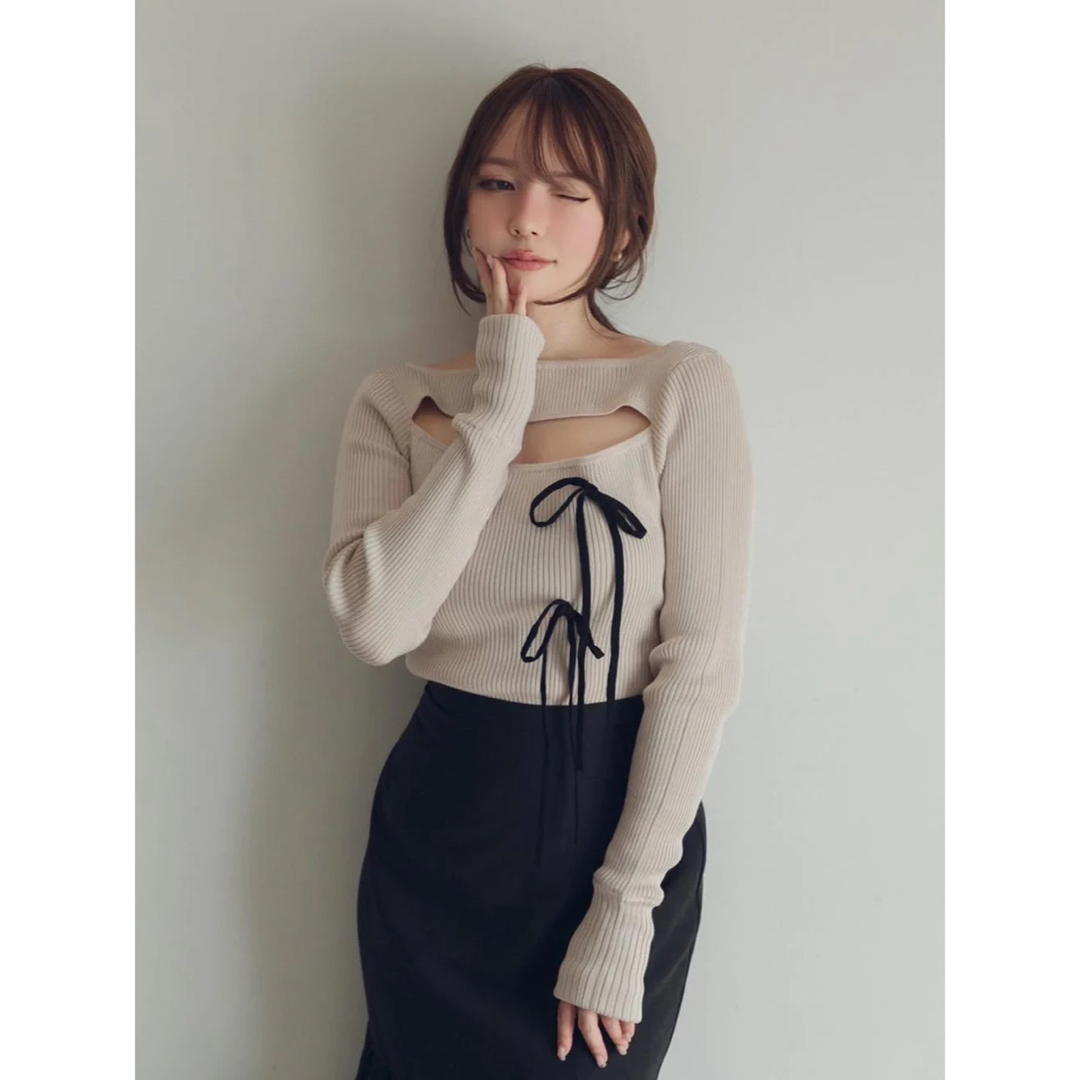 最終値下げ / ANDMARY / Ribbon silk knit tops レディースのトップス(ニット/セーター)の商品写真