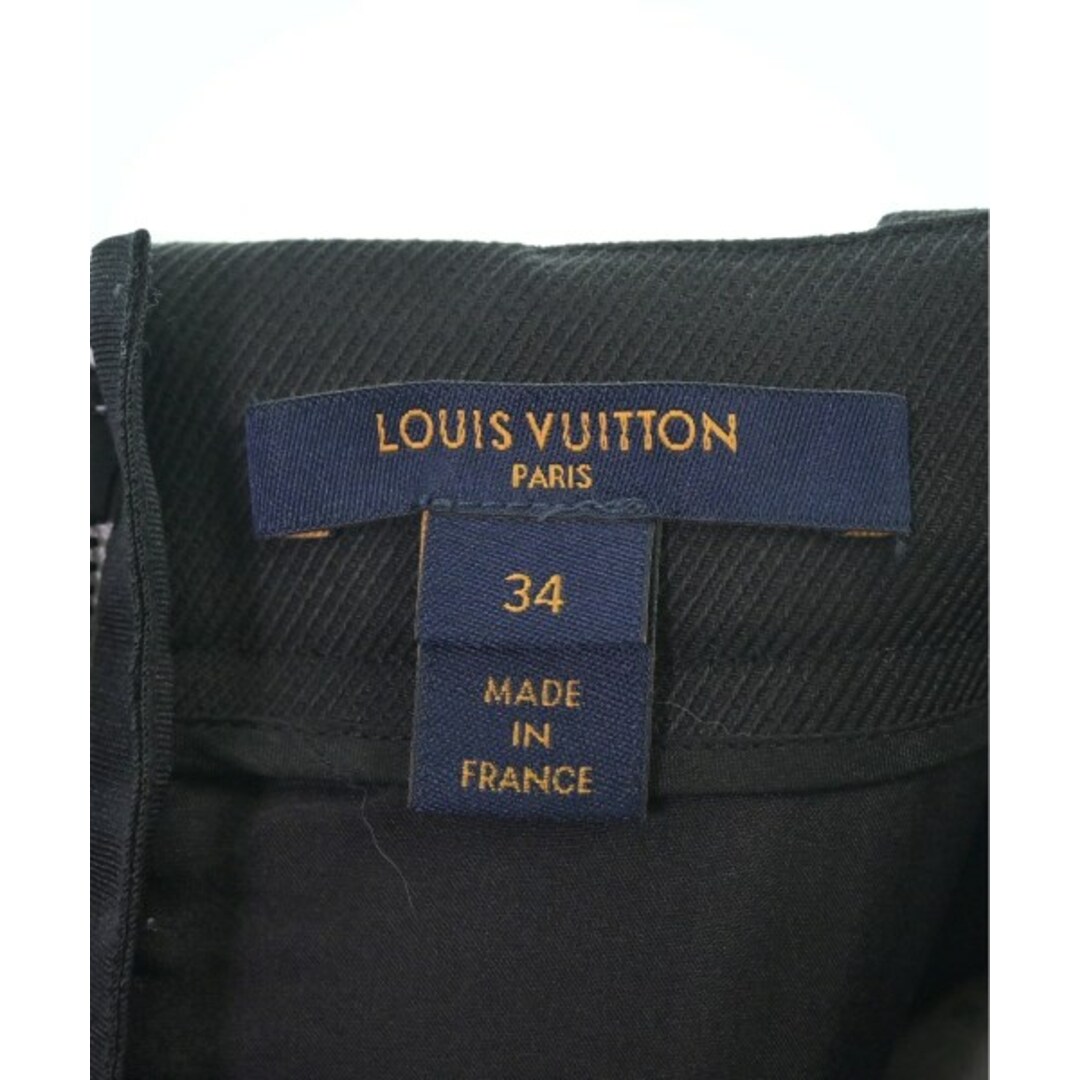 LOUIS VUITTON ひざ丈スカート 34(XXS位) シルバーx黒春夏ポケット