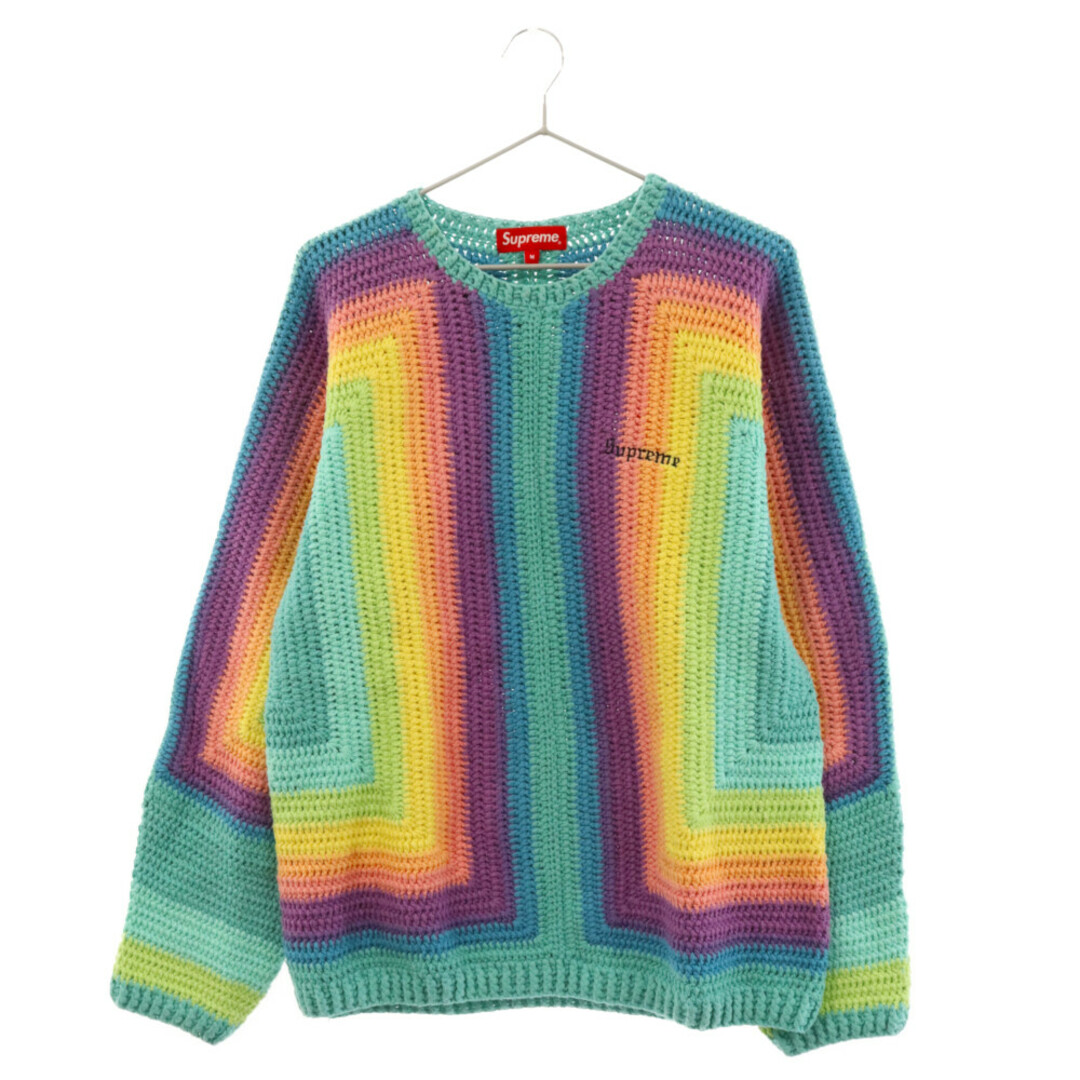 SUPREME シュプリーム 22SS Hand Crocheted Sweater ハンド クロシェットクルーネックニットセーター マルチカラー49センチ裄丈