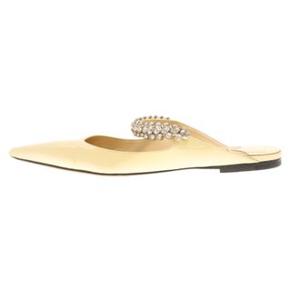 ジミーチュウ(JIMMY CHOO)のJIMMY CHOO ジミーチュウ Bing Flat ビジュートリム パテントレザー フラットヒール パンプス クリーム レディース(ハイヒール/パンプス)