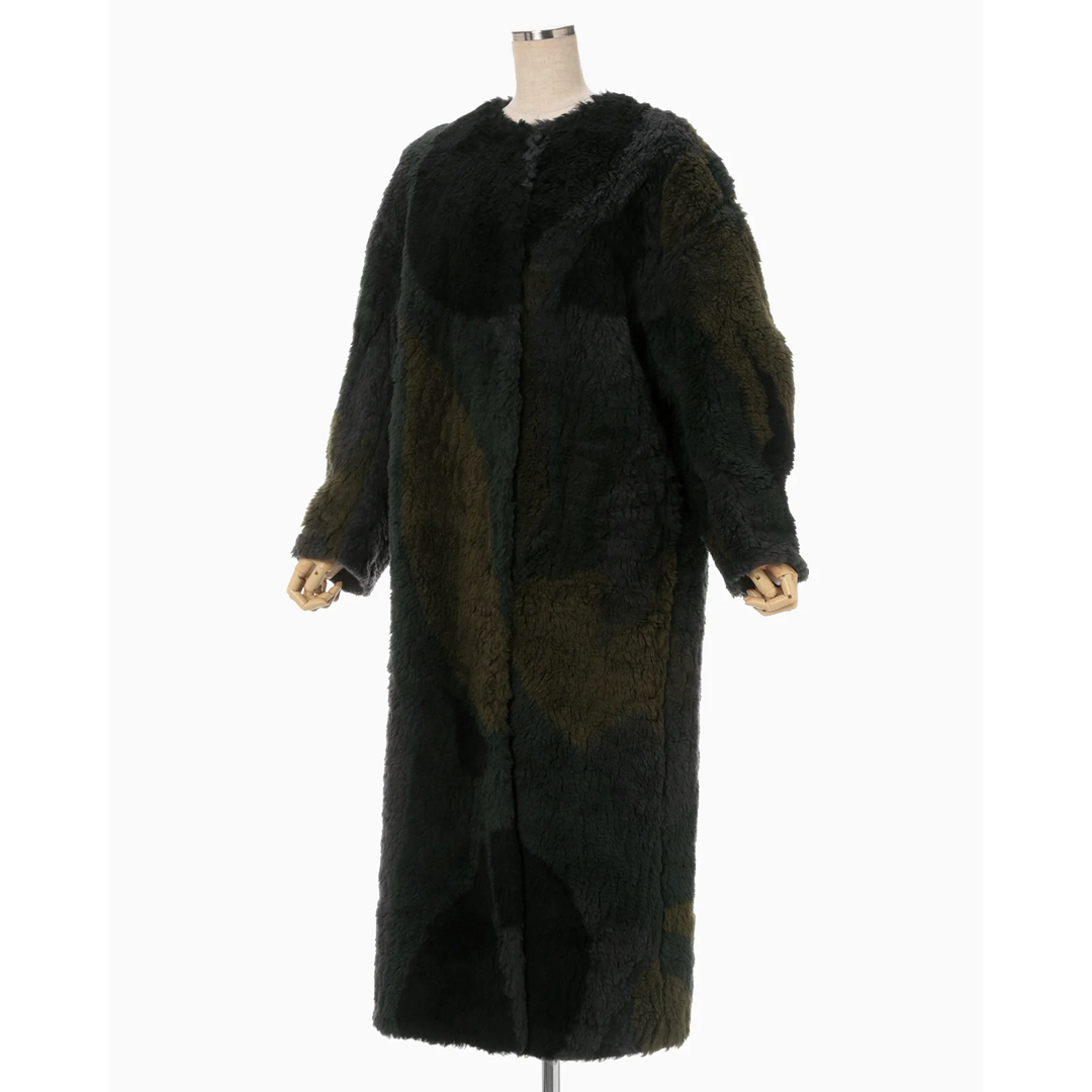 mame(マメ)のmame ＊ Knitted Fluffy Wool I-Line Coat レディースのジャケット/アウター(ロングコート)の商品写真