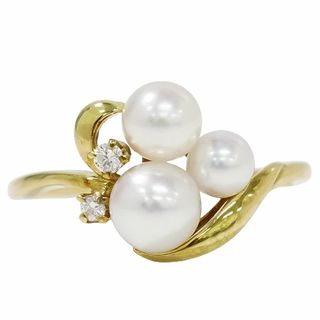 ミキモト(MIKIMOTO)の本物 ミキモト MIKIMOTO パール 4.0-5.4mm K18 YG リング 指輪 9号 イエローゴールド ホワイト アクセサリー ジュエリー 中古(リング(指輪))