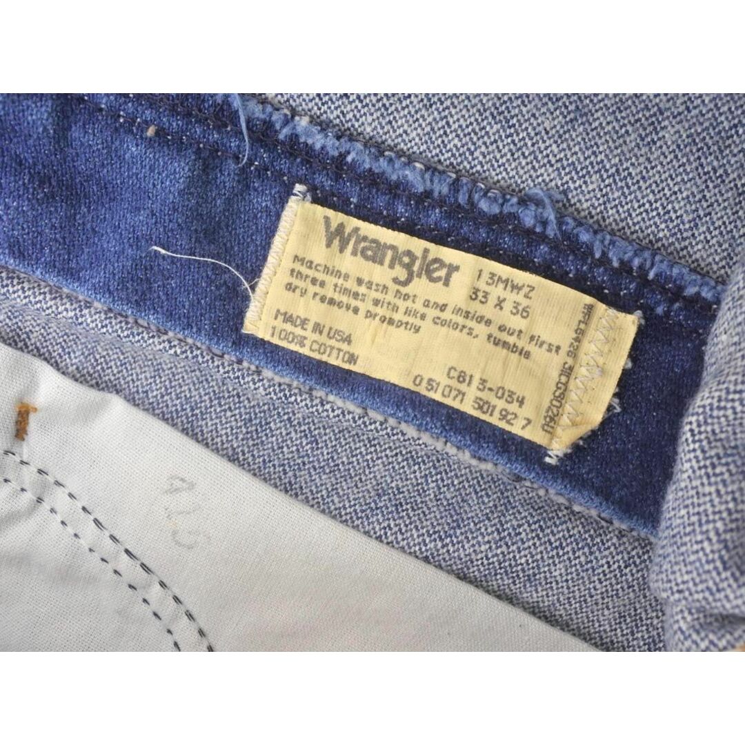 Wrangler(ラングラー)のWrangler ラングラー 13MWZ USA製 アメリカ製 ブーツジップ デニムパンツ size33/インディゴ ■■◎メンズ メンズのパンツ(デニム/ジーンズ)の商品写真