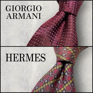 ジョルジオアルマーニ(Giorgio Armani)の美品 GIORGIO ARMANI 水玉柄 ピンドット柄 ネクタイ ボルドー(ネクタイ)