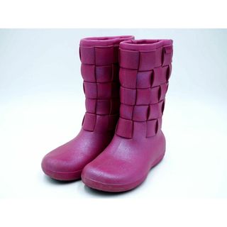 クロックス(crocs)のcrocs クロックス Super Molded Iri織 長靴 レイン ブーツ sizeW6(22cm)/ピンク ■■ レディース(ブーツ)