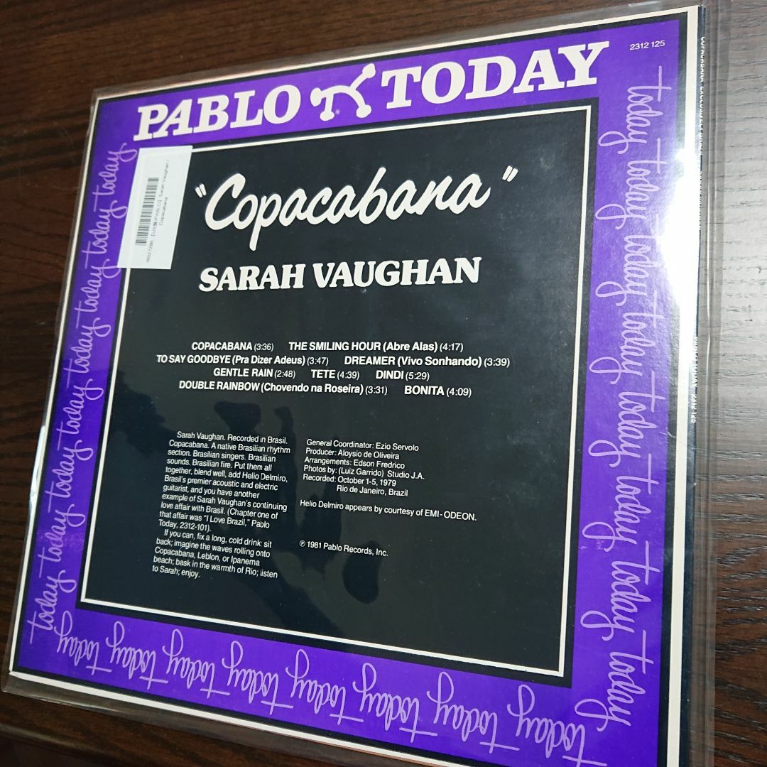 SARAH VAUGHAN COPACABARA EXCLUSIVAMENIE エンタメ/ホビーのCD(ジャズ)の商品写真