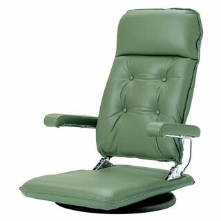 光製作所 座椅子 グリーン色 本革 日本製 リクライニング ハイバック 360度(その他)