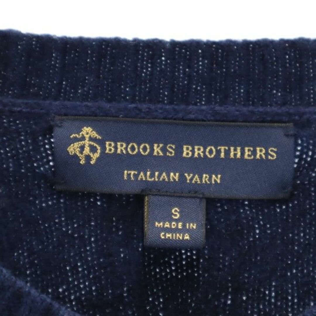 Brooks Brothers(ブルックスブラザース)のブルックスブラザーズ 長袖 ケーブル編み ウール ニット セーター S ネイビー Brooks Brothers ニット メンズ 古着 【240103】 メンズのトップス(ニット/セーター)の商品写真