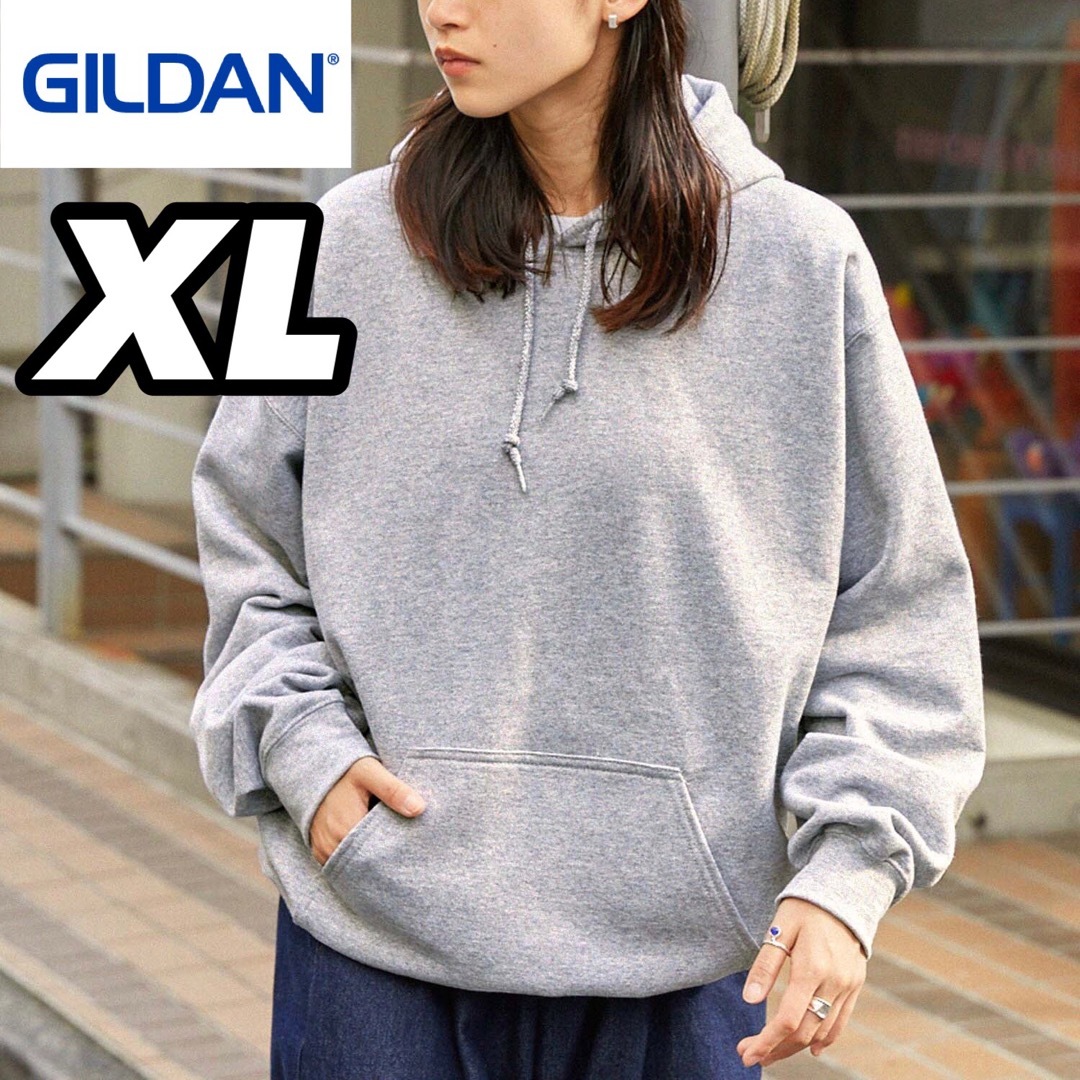 GILDAN(ギルタン)の新品未使用 ギルダン 8oz 無地 プルオーバー パーカー 裏起毛 グレー XL メンズのトップス(パーカー)の商品写真