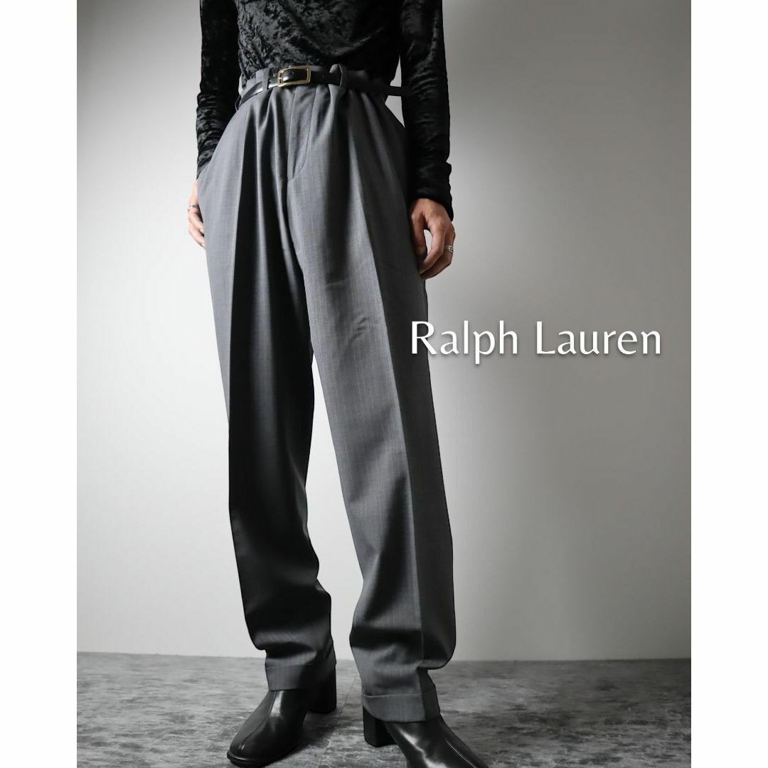 Ralph Lauren(ラルフローレン)の【ラルフローレン】デッドストック ピンストライプ ワイド スラックス グレー メンズのパンツ(スラックス)の商品写真