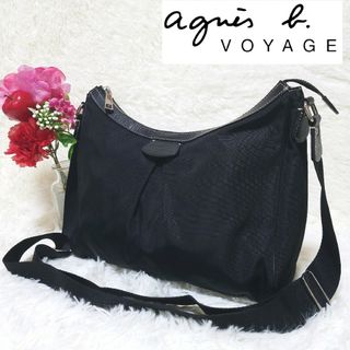 アニエスベー(agnes b.)の【極美品】アニエスベー ボヤージュ ショルダーバッグ ナイロン ブラック(ショルダーバッグ)