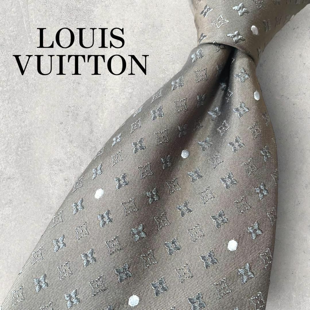 正規品販売 美品 LOUIS VUITTON モノグラム 花柄 ドット柄 ネクタイ