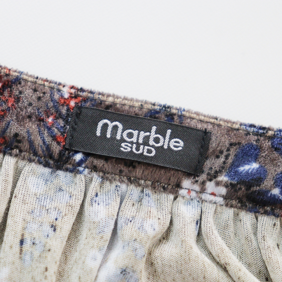 マーブルシュッド marble SUD ベロアプランター リボンプルオーバー/チャコール トップス【2400013662239】 レディースのトップス(シャツ/ブラウス(長袖/七分))の商品写真