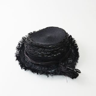 クリスチャンディオール(Christian Dior)のクリスチャンディオール Christian Dior Dark Grey Woven Jardin Raffia Hat ラフィアハット/ダークグレー【2400013669986】(ハット)