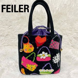 フェイラー(FEILER)の美品　フェイラー　FEILER　クレイジーバッグ　巾着　トートバッグ　カラフル(ハンドバッグ)