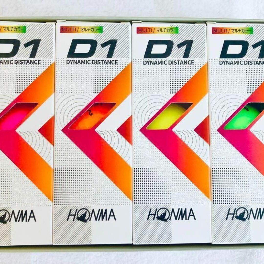 本間ゴルフ(ホンマゴルフ)の【新品・マルチカラー】ゴルフボール　D1　ホンマ　HONMA　12球×4箱 スポーツ/アウトドアのゴルフ(その他)の商品写真