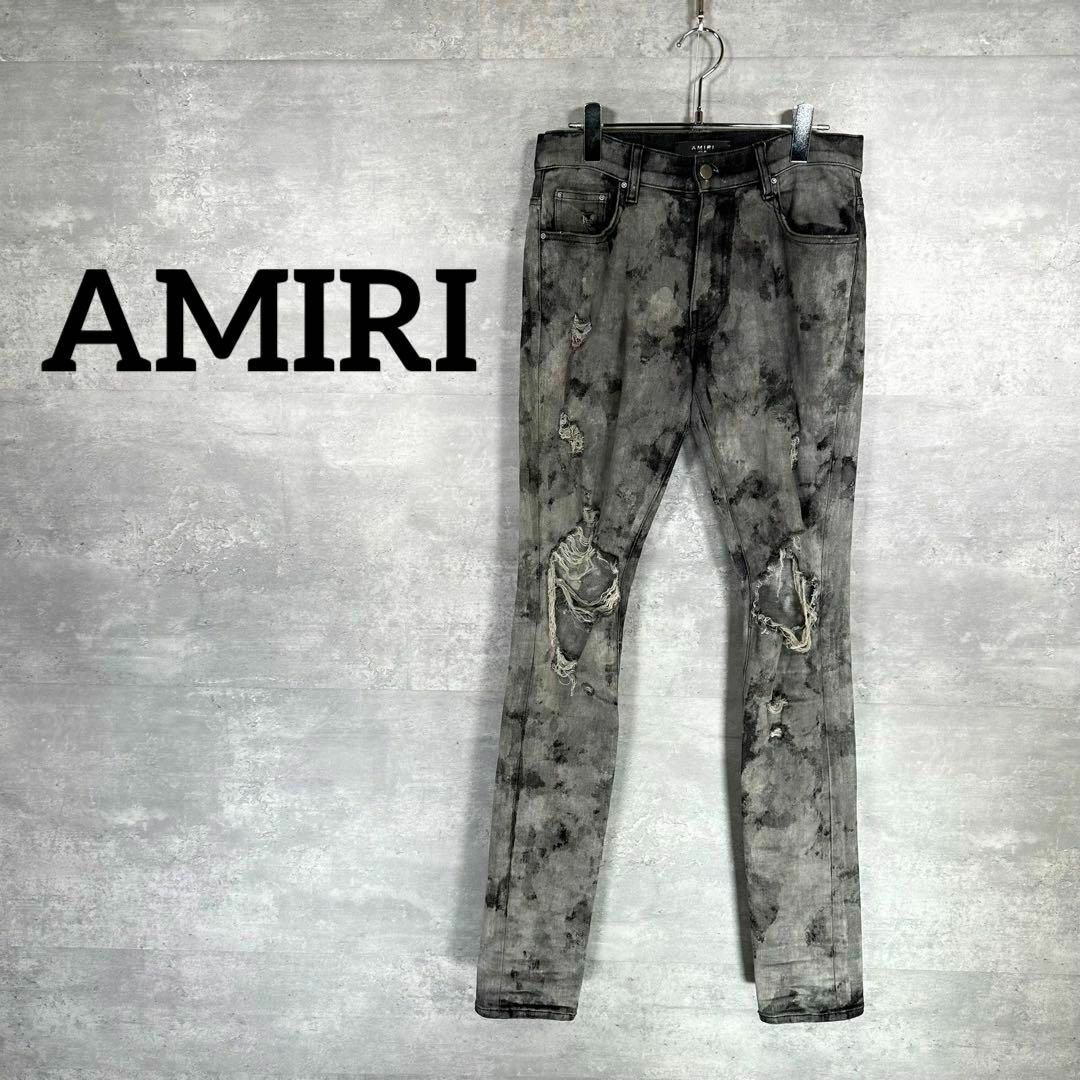 カラーグレー『AMIRI』 アミリ (29) ブリーチクラッシュ加工 スキニーデニム